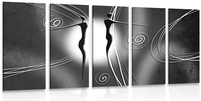 Quadri 5 pezzi – Amore etnico in bianco e nero