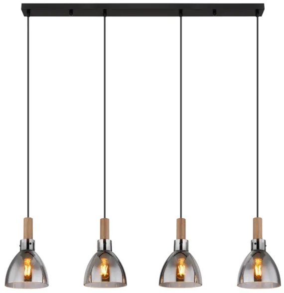 Globo 15550-4H - Lampadario a sospensione su cavo MATTEA 4xE27/6W/230V nero/fumé