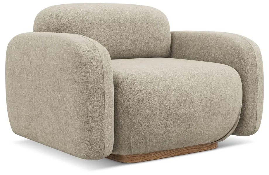 Parte divano componibile beige con rivestimento in bouclé Ailani – Makamii