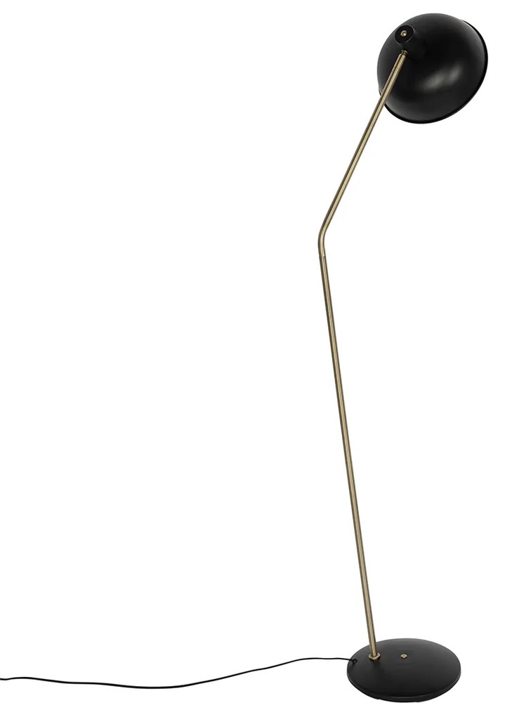 Lampada da terra retrò nera con bronzo - Milou