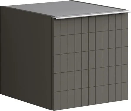 Base laterale Pixel con anta Grid laccato opaco grigio carbone e maniglia alluminio brillante L.40 H.40 P.45,5 cm.