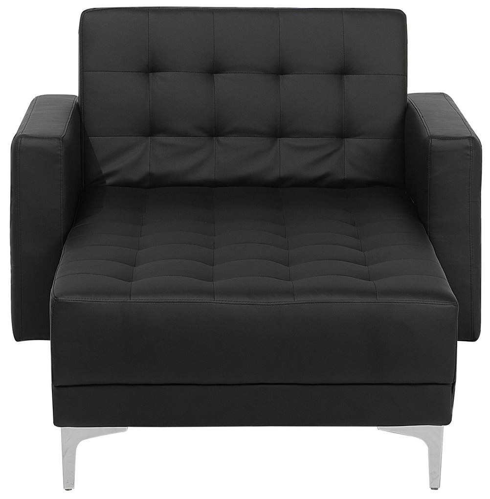 Chaise longue in pelle sintetica nera ABERDEEN Beliani