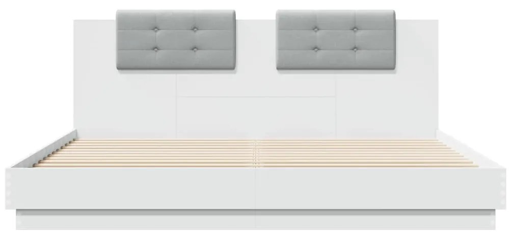 Giroletto con Testiera Bianco 180x200 cm in Legno Multistrato