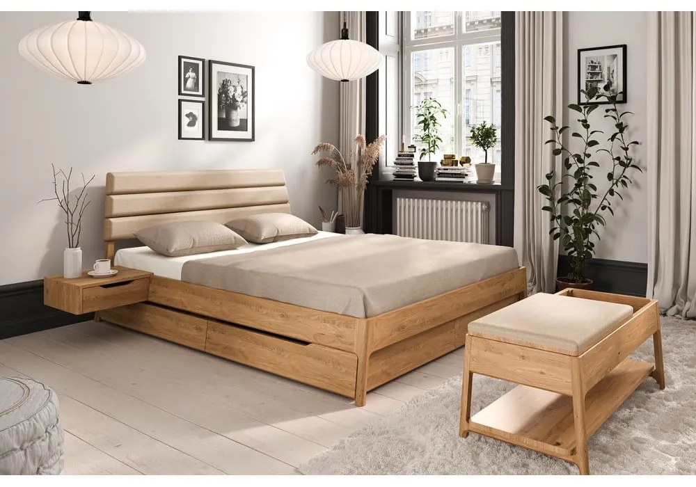 Letto matrimoniale in legno di quercia di colore naturale 160x200 cm Twig - The Beds