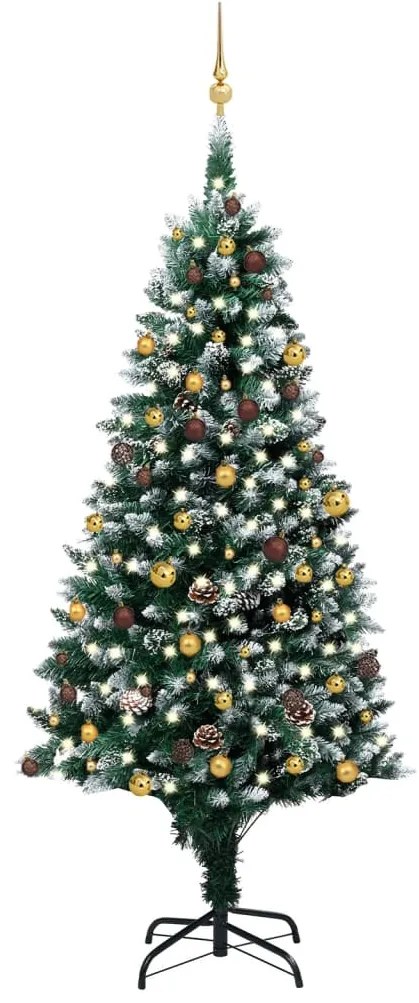 Albero di Natale Preilluminato con Palline e Pigne, Albero di Natale Preilluminato con Palline e Pigne 240 cm