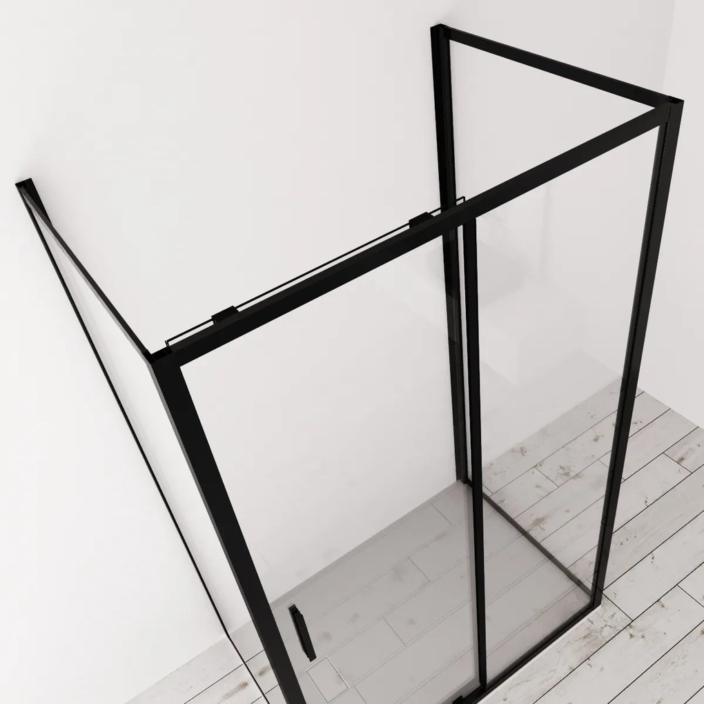 Box doccia 3 lati 80x100x80 cm scorrevole profilo nero Dark
