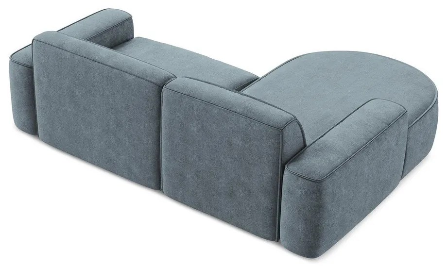 Divano angolare blu polveroso (con penisola a sinistra/con chaise lounge) con rivestimento in ciniglia Omao – Makamii