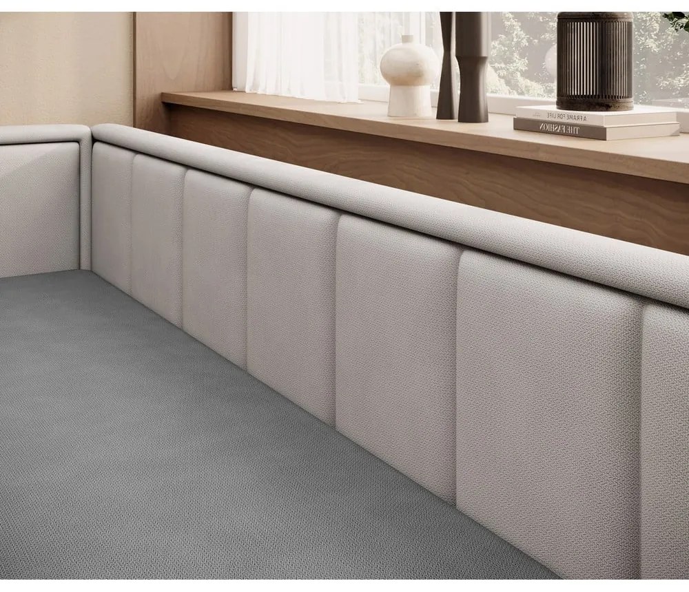 Divano grigio allungabile/con contenitore e rivestimento in ciniglia 214 cm Fulgeo – ELTAP