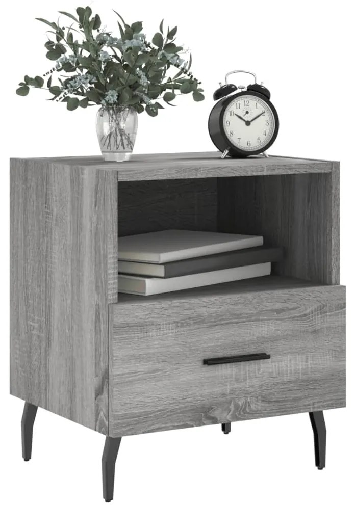 Comodini 2 pz grigio sonoma 40x35x47,5 cm in legno multistrato