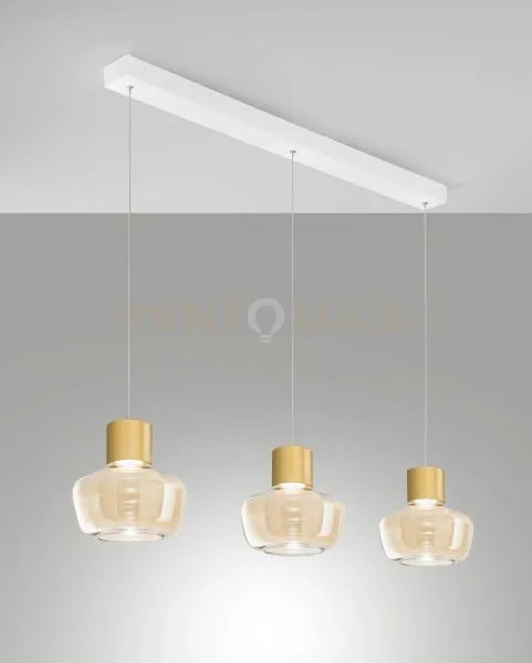 Kino sospensione 3 luci cognac a led 3000k - 36w - 3900 lm dimmerab...