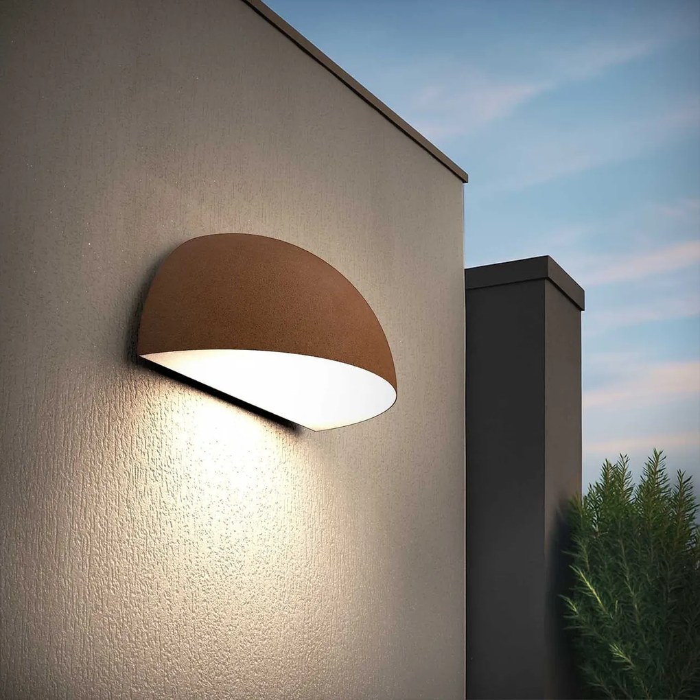 Applique Curva Monodirezionale con base E27 IP54 Corten - Serie BRINA