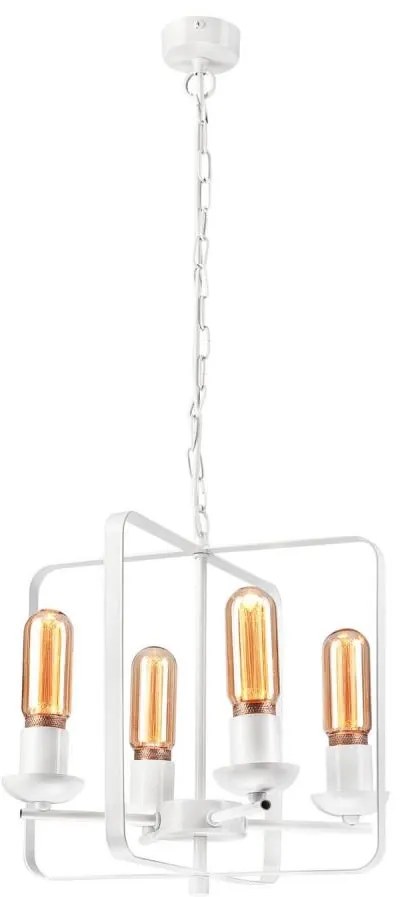 Lampadario a sospensione con catena CEDRIC II 4xE27/60W/230V bianco