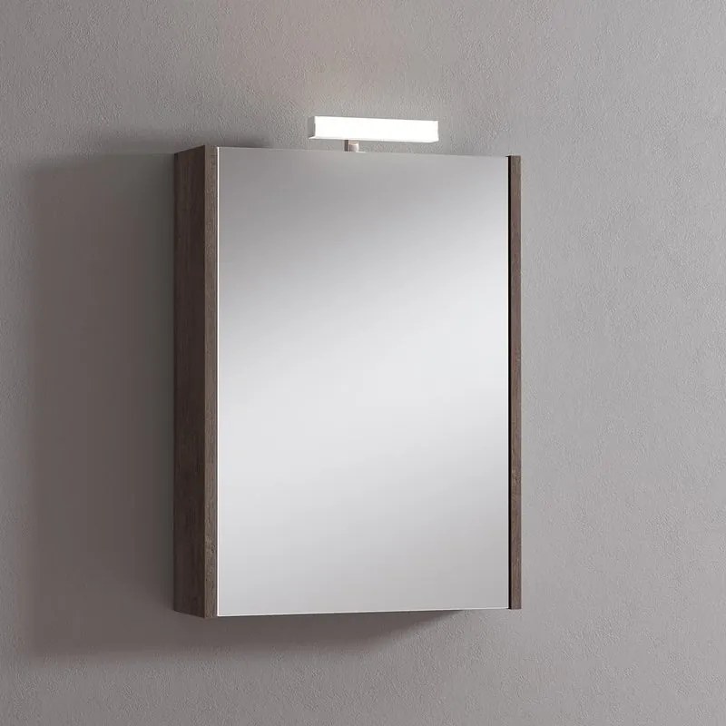 Pensile con luce Akira rovere scuro L 51.5 x H 70 x P 15.5 cm