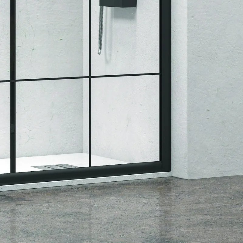Box doccia nero 150x100 vetro a quadrati neri NICO-B1000 - KAMALU
