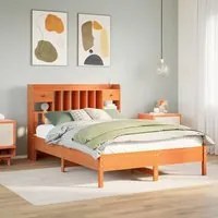 Letto Libreria senza Materasso Marrone Cera 140x200 cm in Pino 3322911