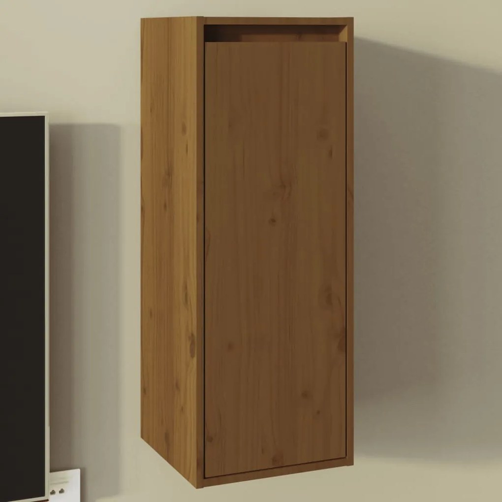 Pensile Marrone Ambrato 30x30x80 Cm İn Legno Massello Di Pino /
