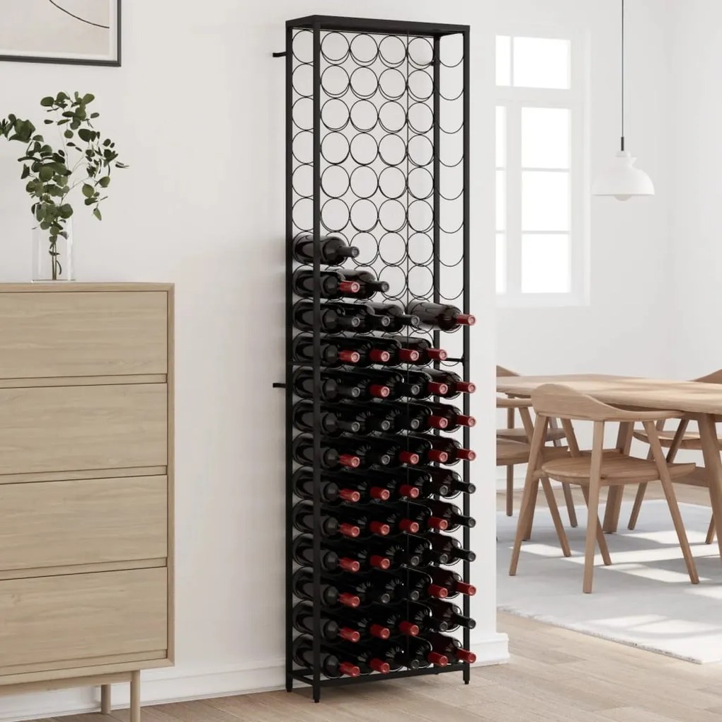 Portavini Da 95 Bottiglie Nero 54x18x200cm İn Ferro Battuto /