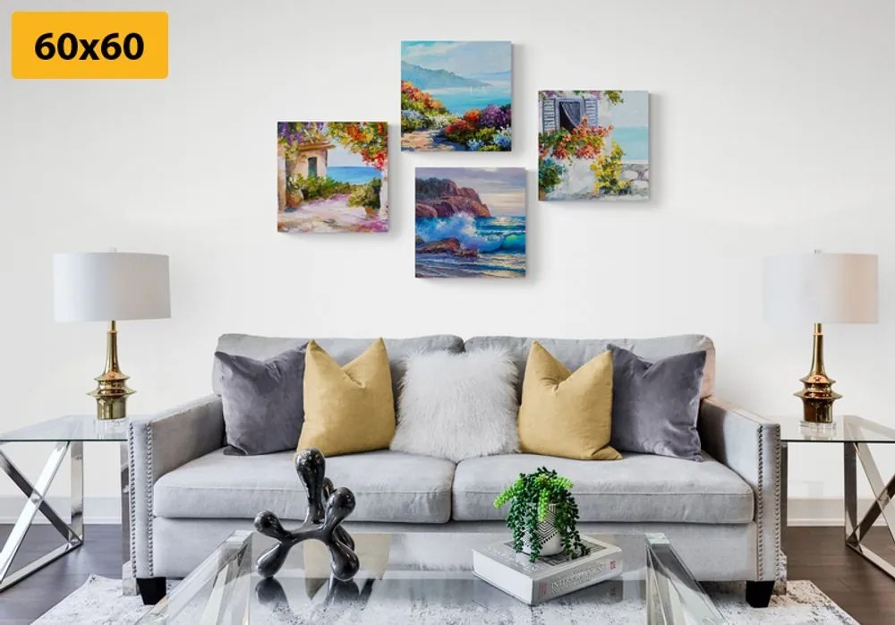 Set di quadri – Paesaggio marino in imitazione di pittura