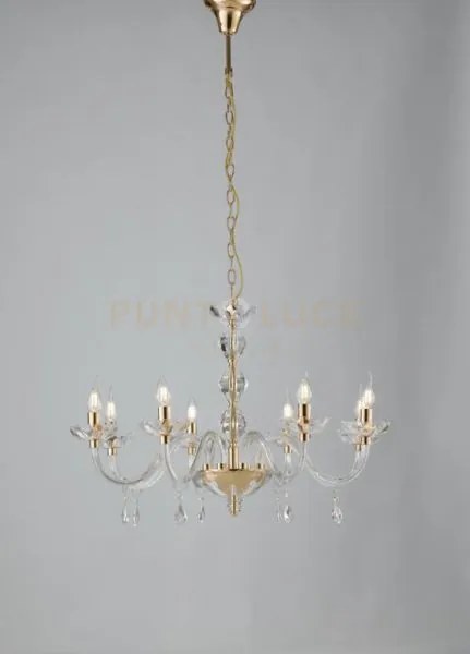 Lampadario riflesso oro 8 luci attacco e14 83x190cm decorato in cri...