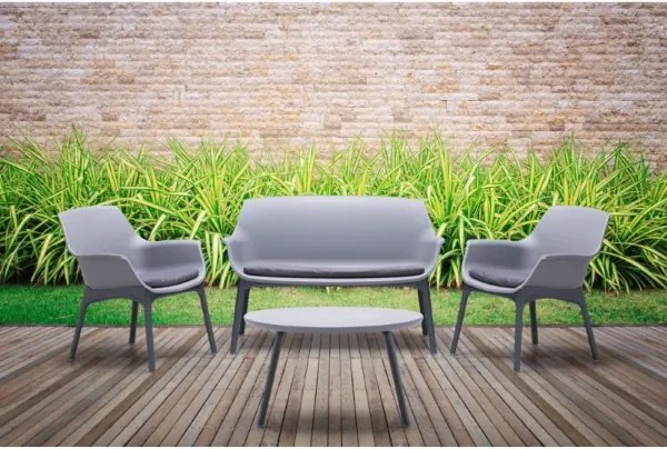 Set da giardino LUXOR in polipropilene bicolore Grigio e Antracite