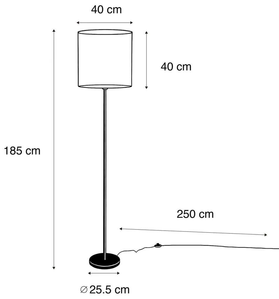 Lampada da terra ottone con paralume in velluto color talpa 50cm - Simplo