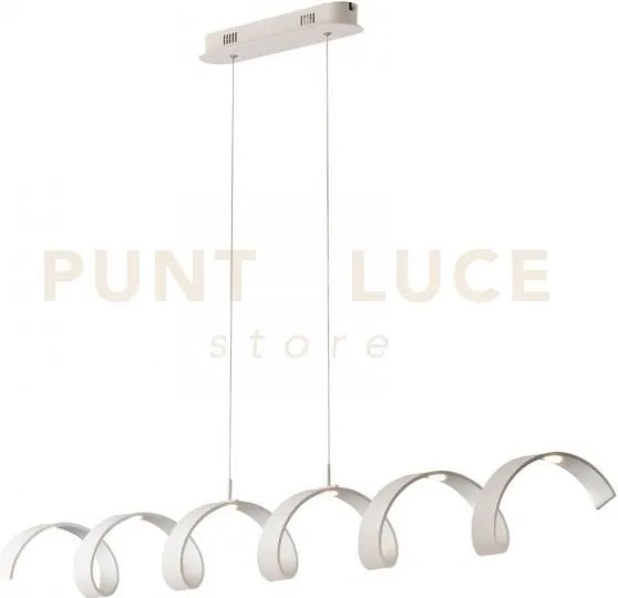 Lampadario a sospensione spirale led helix bianca e argento 30w 252...