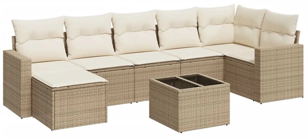 Set divano da giardino 8 pz con cuscini beige in polyrattan