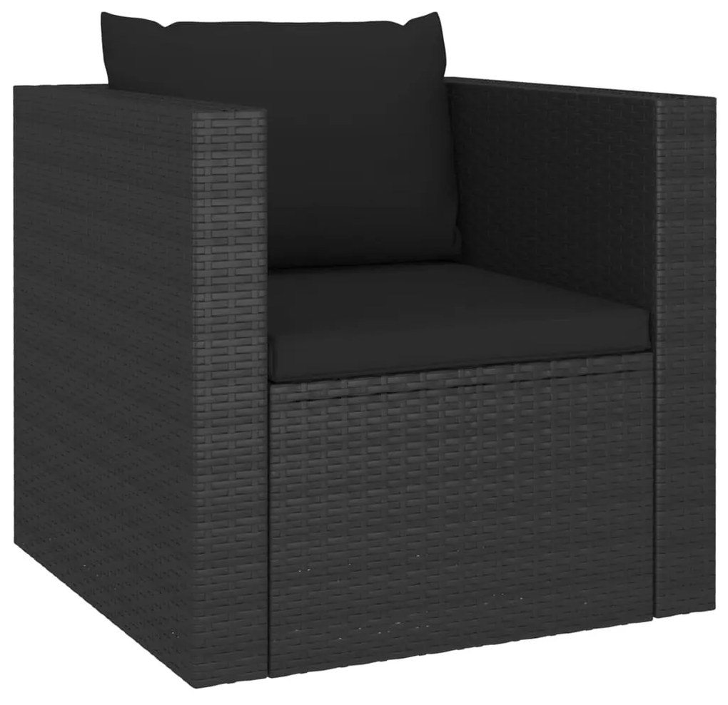 Set Divani da Giardino 4 pz con Cuscini in Polyrattan Nero