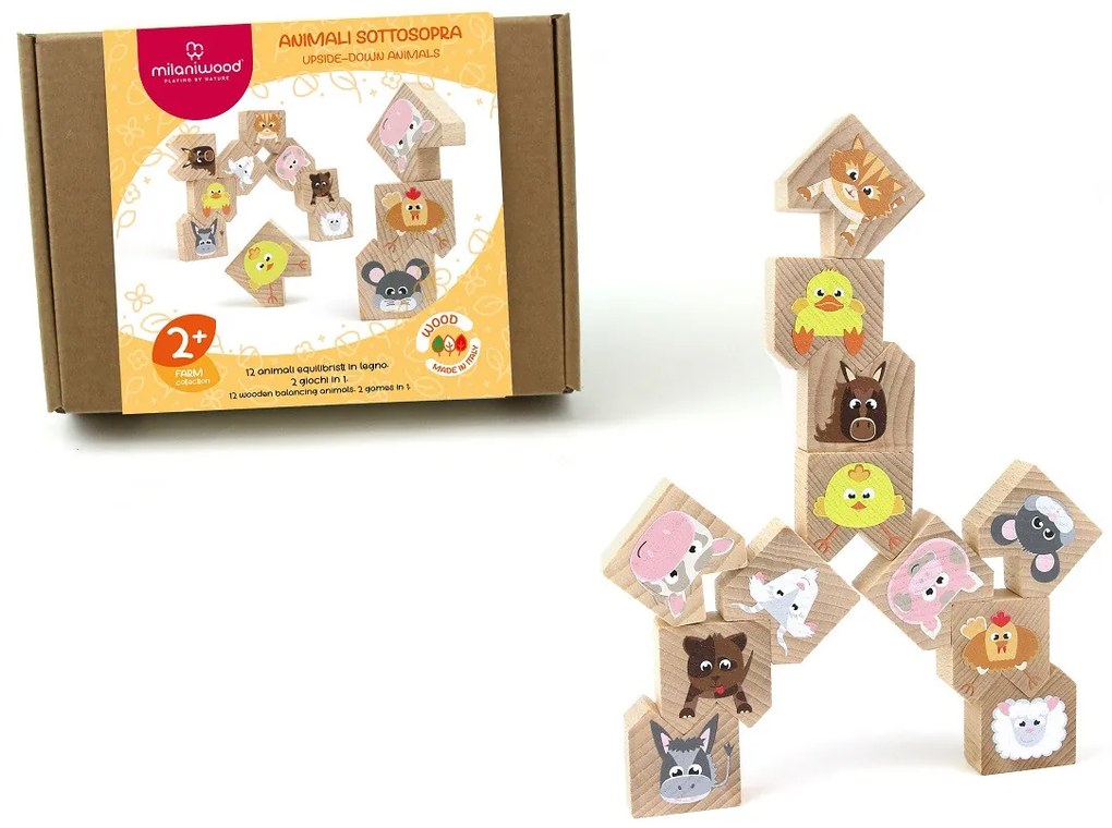 Milaniwood - Gioco equilibristo in legno - Animali fattoria