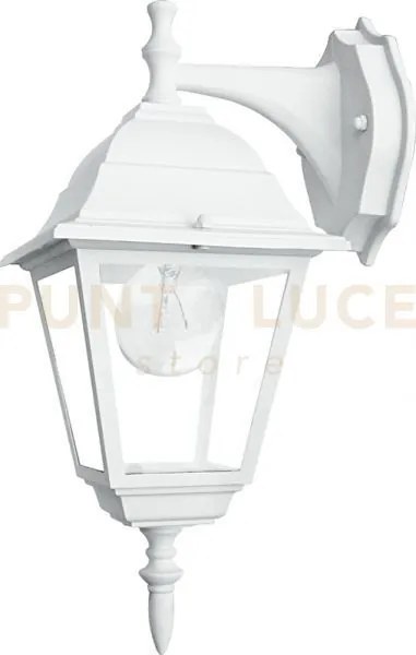 Applique down roma bianca 1 luce attacco e27 ip44 14,6x19,5x35cm