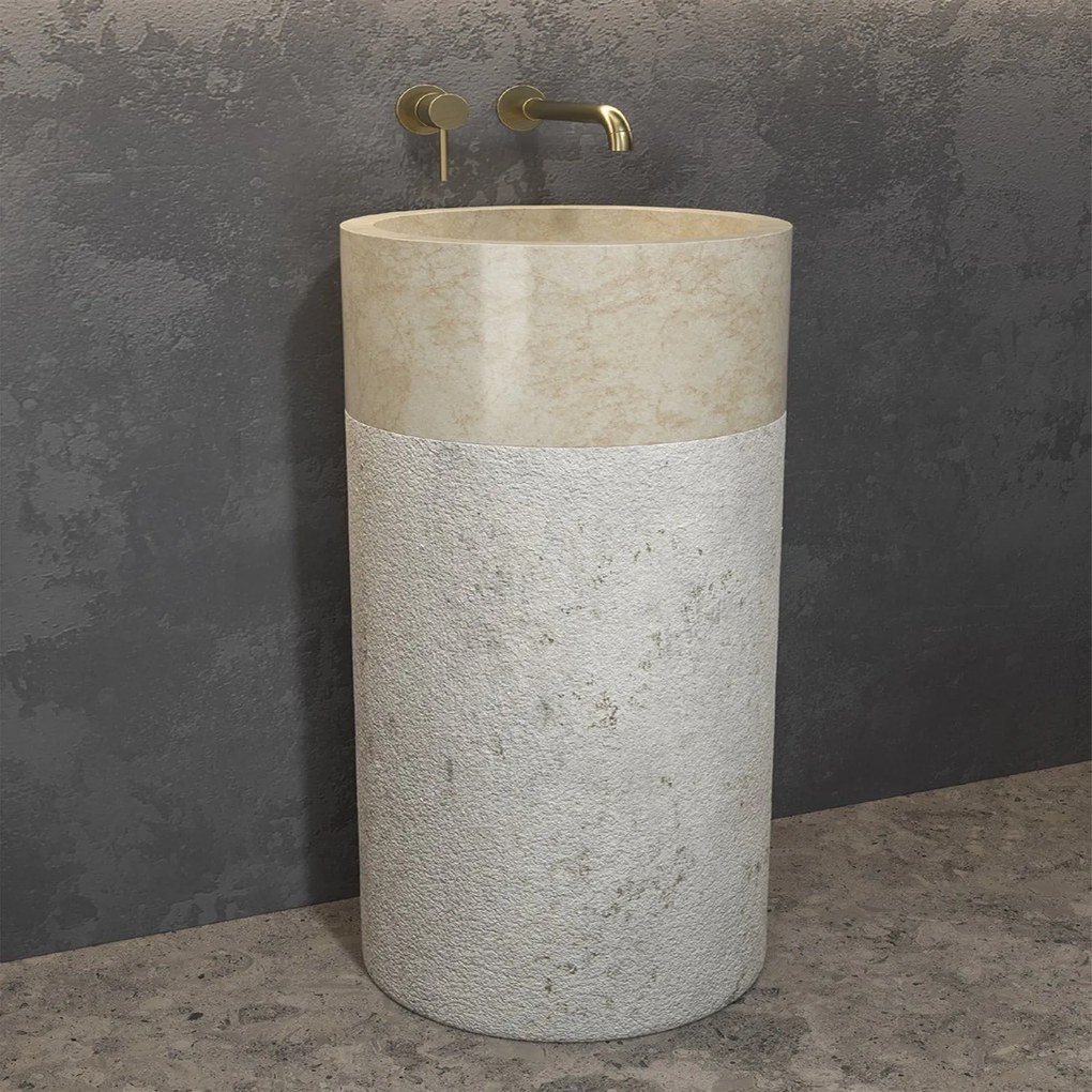 Lavabo Freestanding Con Scarico a Terra 41 Cm Karag "Bora" Cream