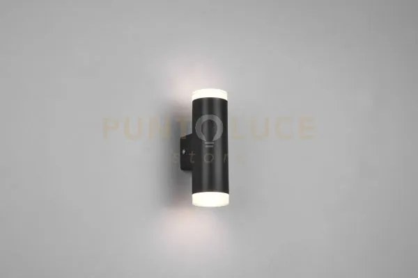 Ray h2o applique bi-emissione nera ip44 h.16,6cm led 8w 680lm, 3000k