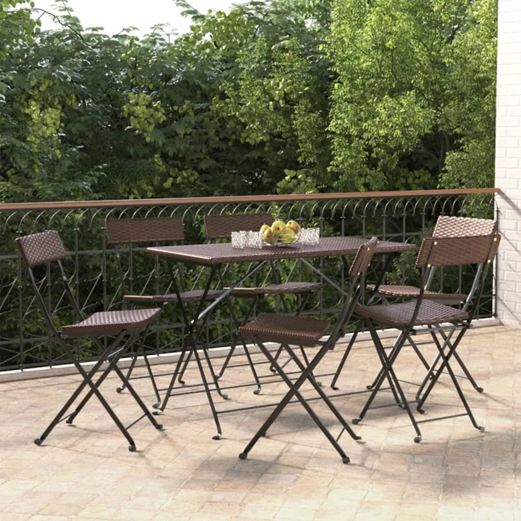Sedie Pieghevoli Da Bistrò 6 Pz Marroni Polyrattan E Acciaio /
