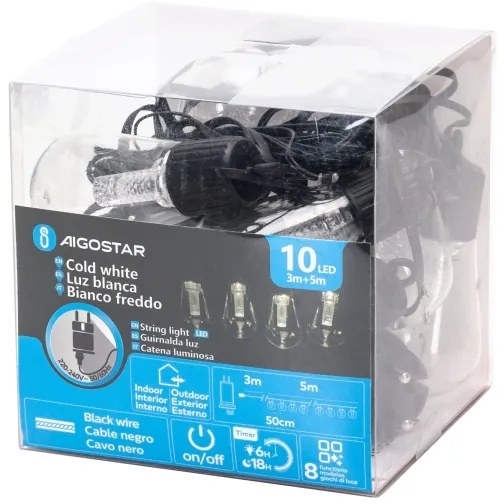 Aigostar - Catena decorativa da esterno LED 10xLED/8m IP44 bianco freddo