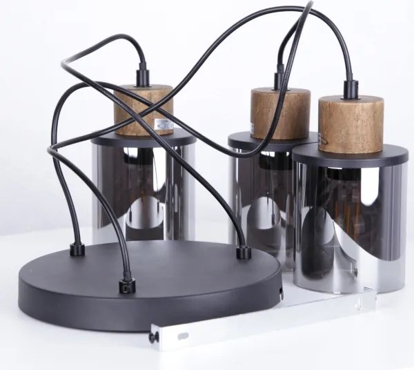 Globo 15707-3HR - Lampadario a sospensione con filo REID 3xE27/15W/230V diametro 27 cm quercia