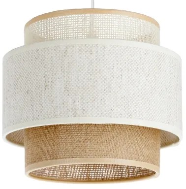 Lampadario a sospensione BOHO su cavo 1xE27/60W/230V, Ø 20 cm, bianco/iuta