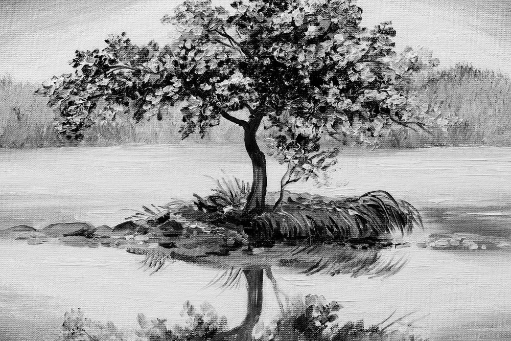 Quadro su tela – Ciliegio orientale in bianco e nero