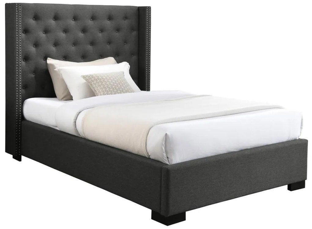 Letto 120 x 200 cm con testata trapuntata Tessuto Grigio - MASSIMO