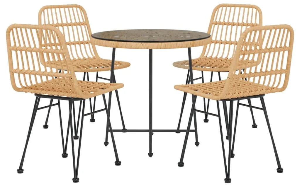 Set da Pranzo da Giardino 5 pz in Polyrattan