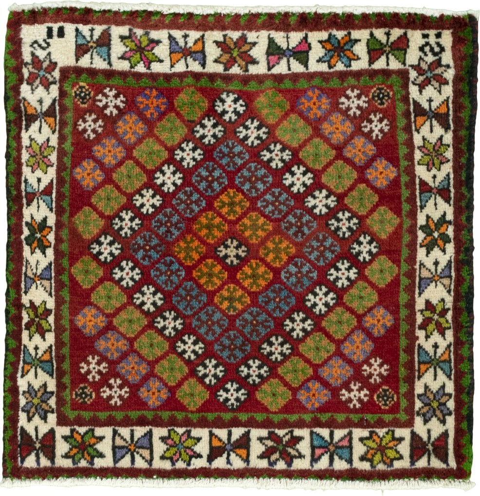 Shiraz Tappeto persiano 60 x 60 Rosso (Iran) Annodato A Mano