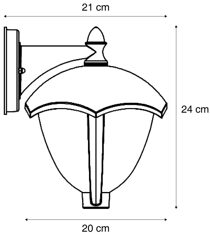 Applique da esterno smart nera con vetro opale incl. LED IP54 - Classica