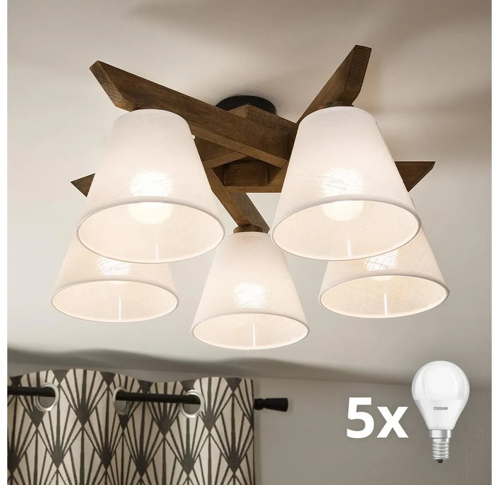 Brilagi - Lampadario LED ANTHONY 5xE14/40W/230V rovere/noce/bianco