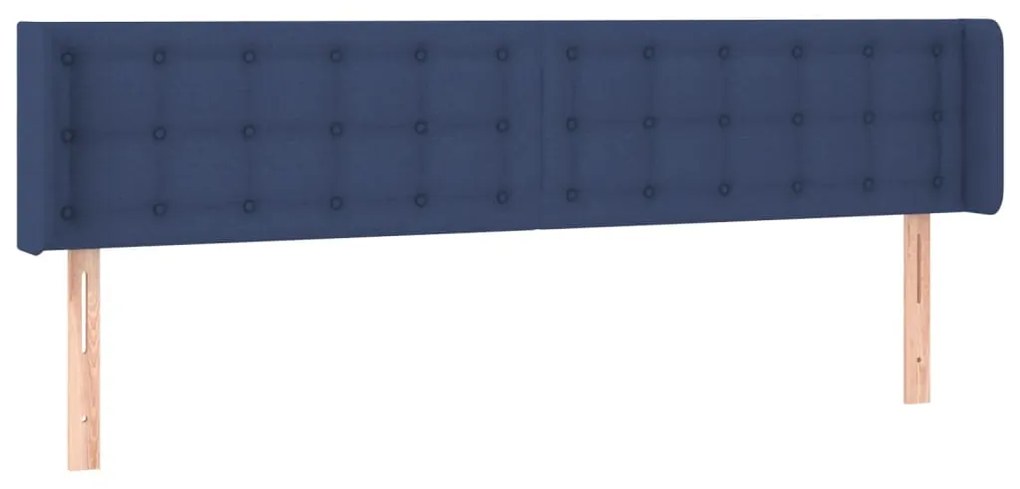 Testiera ad orecchio blu 183x16x78/88 cm in tessuto