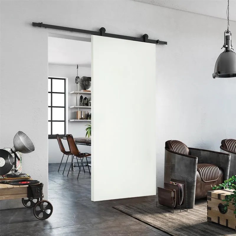 Porta scorrevole reversibile Oxford neve in mdf bianco, L 93 x H 212 cm, con binario Indus