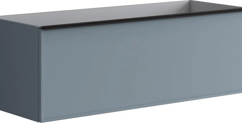 Mobile da bagno sospeso sotto lavabo Pixel frame 1 cassetto L 120 x H 40 x P 45.5 cm blu indaco laccato opaco, con mangilia alluminio nero opaco