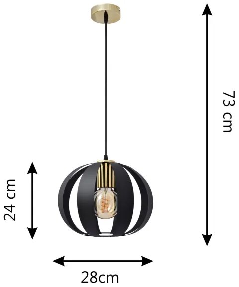Lampadario a sospensione con filo NEWTON 1xE27/15W/230V nero/oro