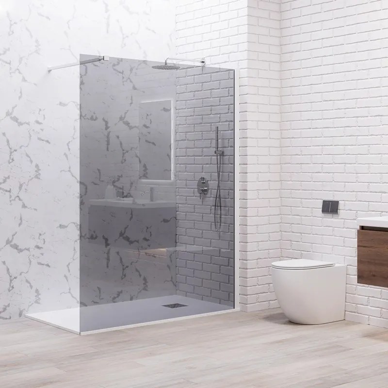 Doccia walkin 140 cm vetro fume profilo bianco | KW1000FB - KAMALU