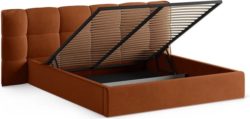 Letto matrimoniale imbottito color terracotta con contenitore con rete inclusa 180x200 cm Eric – Micadoni