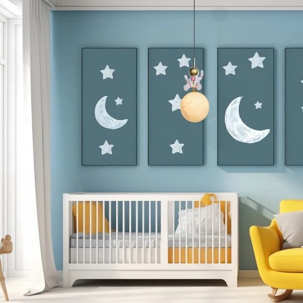 Lampadario a sospensione per bambini ASTRONAUT 1xE27/60W/230V diametro 15 cm oro/beige