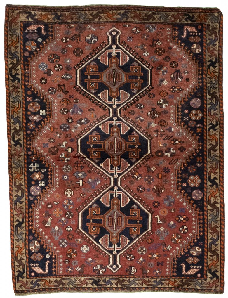 Shiraz Tappeto 160x120 Rosso (Iran) Annodato A Mano